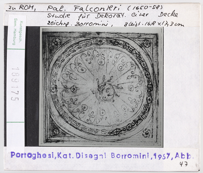 Vorschaubild Rom: Palazzo Falconieri, Studie für Deckendekoration. Borromini 